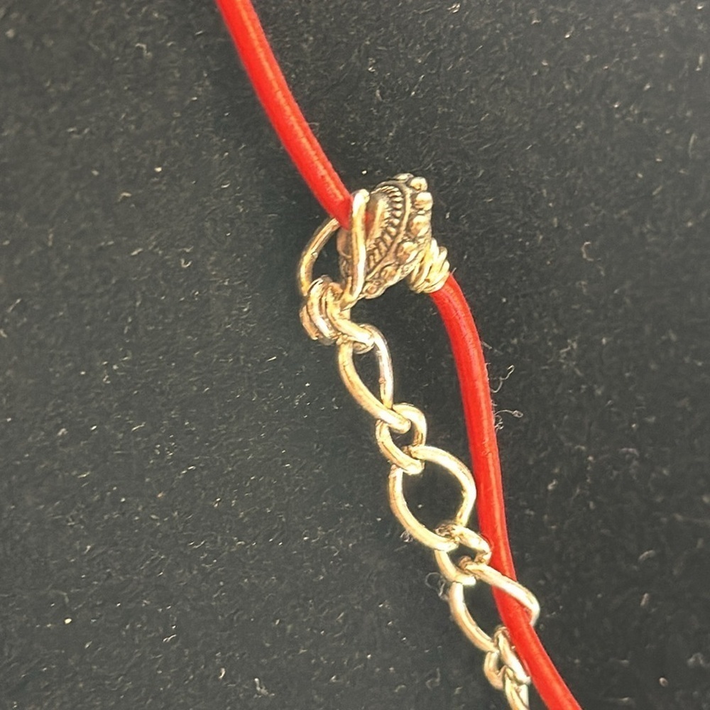 TURQUOISE CORAL Genuine Vinyl Cord & Silver Tone Chain Boho - Picture 8 of 13